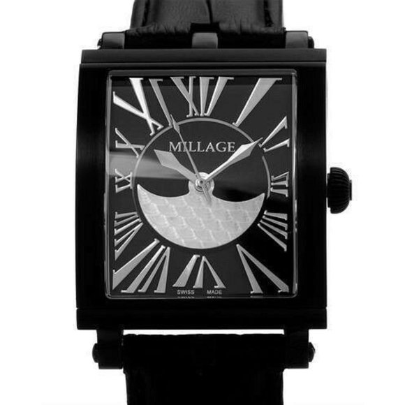 Millage The Evreux Collection Ml0073-B Black Calf Leather Swiss Men Watch - Picture 4 of 7